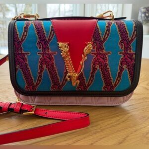 Versace Virtus Red and Blue Crossbody Bag